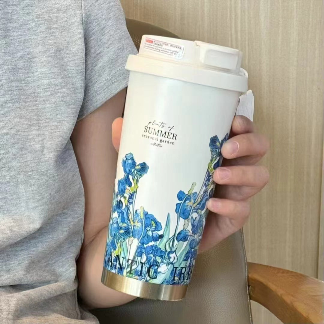 316 stainless steel lily of the valley coffee cup girls high color value double drinking straw cup car gift cup customization