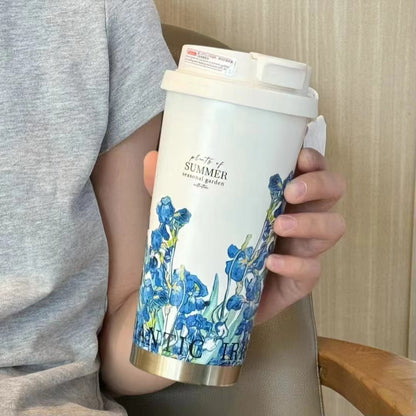 316 stainless steel lily of the valley coffee cup girls high color value double drinking straw cup car gift cup customization