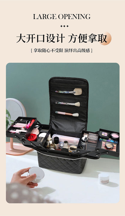 New Storage Bag Plaid Large Capacity High-Level Makeup Brush Set Makeup Makeup Artist Portable Cosmetic Bag