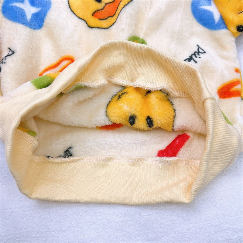 Men's and Women's Flannel Pajamas suit Autumn and Winter Middle and Big Children's Warm fleece-lined Thickened Autumn Clothes and Pants Home Clothes