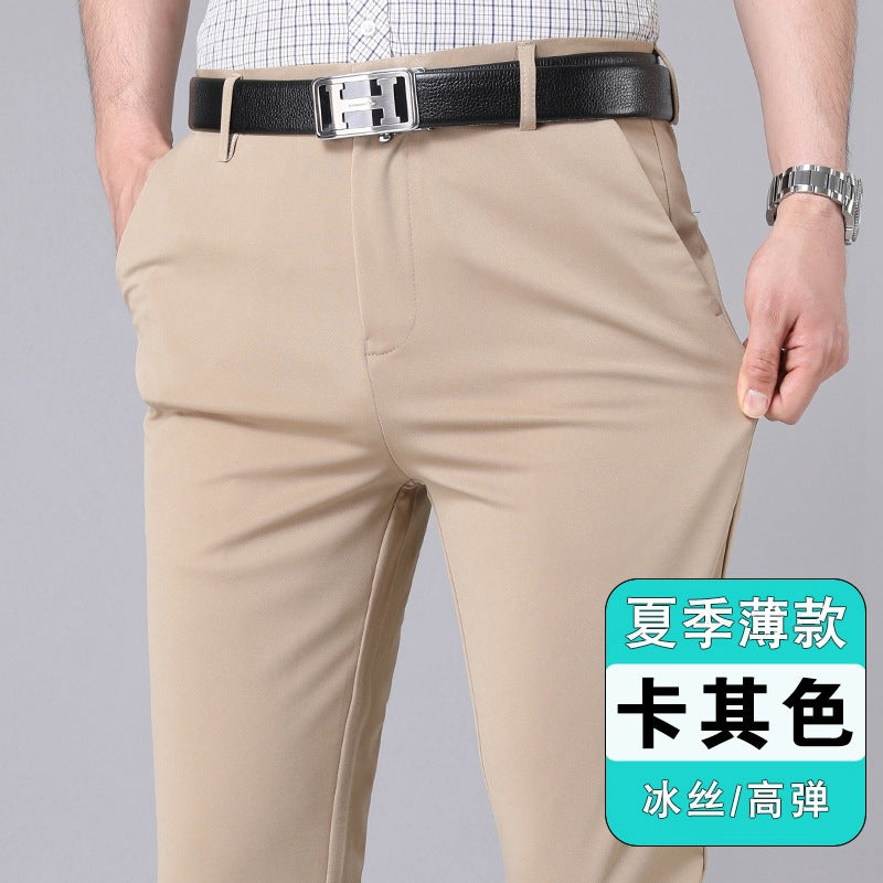 Wholesale Casual Pants Men's Western Pants Trousers Men's Thin Stretch Slim-Fit Pants Non-Ironing Business Dress Pants Trendy