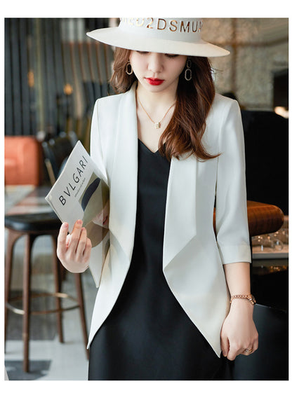 [Three-Quarter Sleeve Dress] Women's Formal Suit Dress, Korean Style Fashion Professional Attire, Small Blazer Dress for Spring and Summer