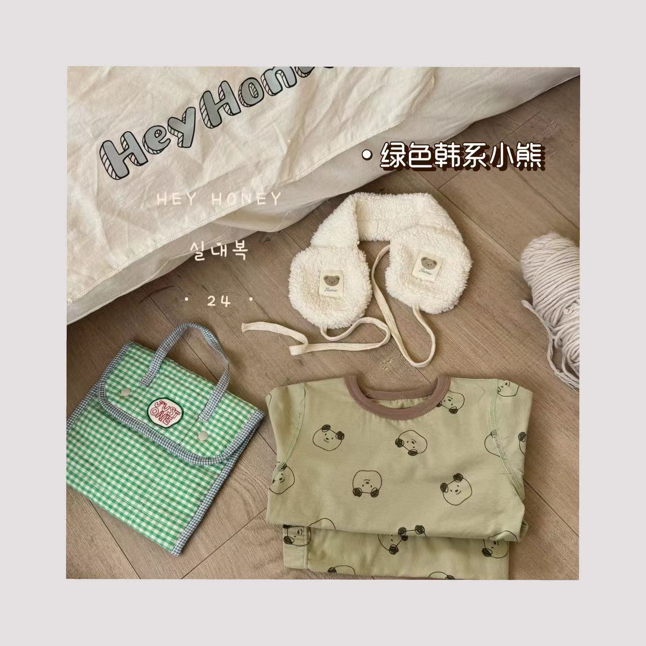 Spot Large and Small Roll Heyhoney24 Lycra Cotton Boys and Girls Autumn Clothes Intimates Printed Home Clothes Pajamas Two-Piece Set