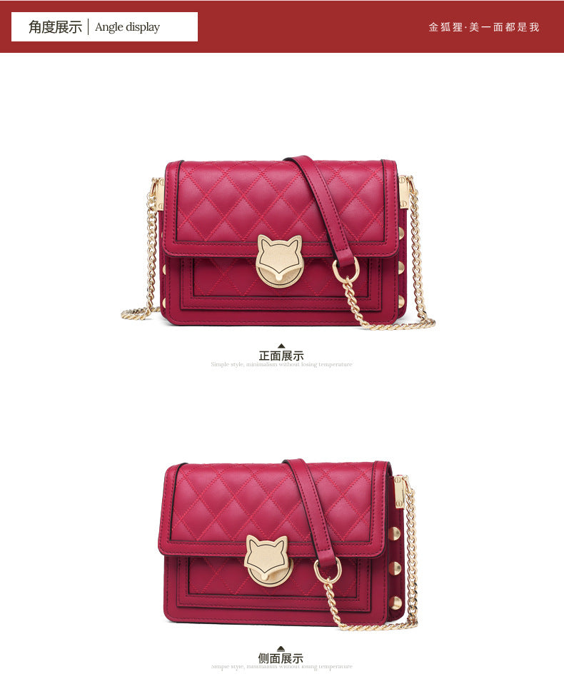 Chain Bag Women's 2024 New Trendy Fashionable Black Rhomboid Shoulder Crossbody Small Square Bag High-grade Commuter Shoulder Bag