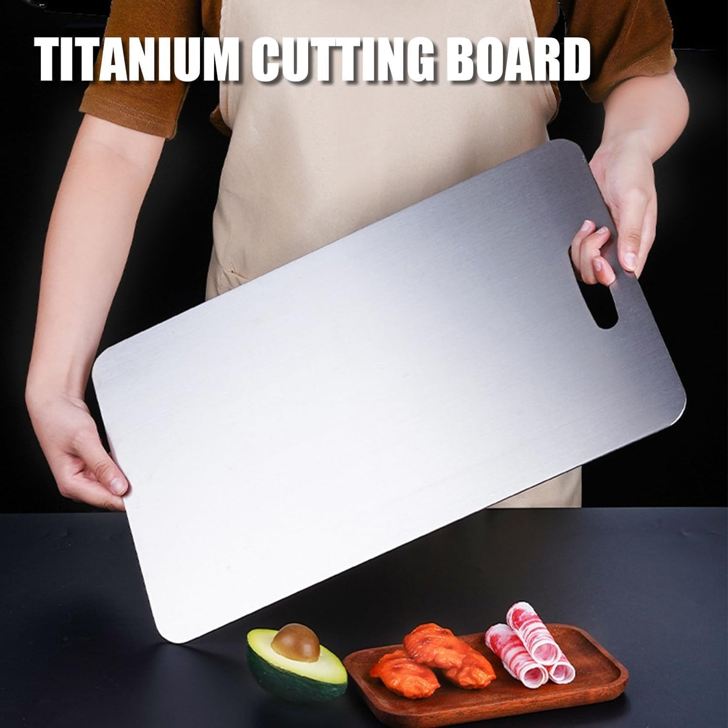 Manufacturer Wholesale Cross-Border 201 Stainless Steel Cutting Board, Thickened Anti-Mold Antibacterial Double-Sided Chopping Board, Kitchen Cutting Board