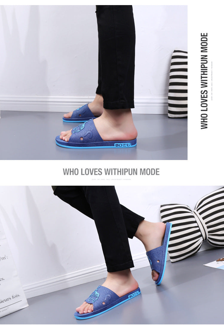 Summer Pvc Bathroom Slippers Home Cartoon Couple Slippers Indoor Cute Bath Non-Slip Sandals Women's Stall