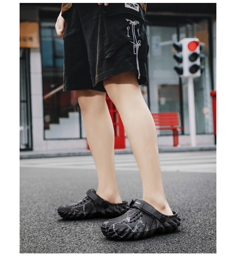 One Shoe, Two Wear, Fashionable Large Size Cross-Border Clogs, Men's Outer Wear, Casual Toe-Toe Slippers, Outdoor Trendy Men's Beach Shoes