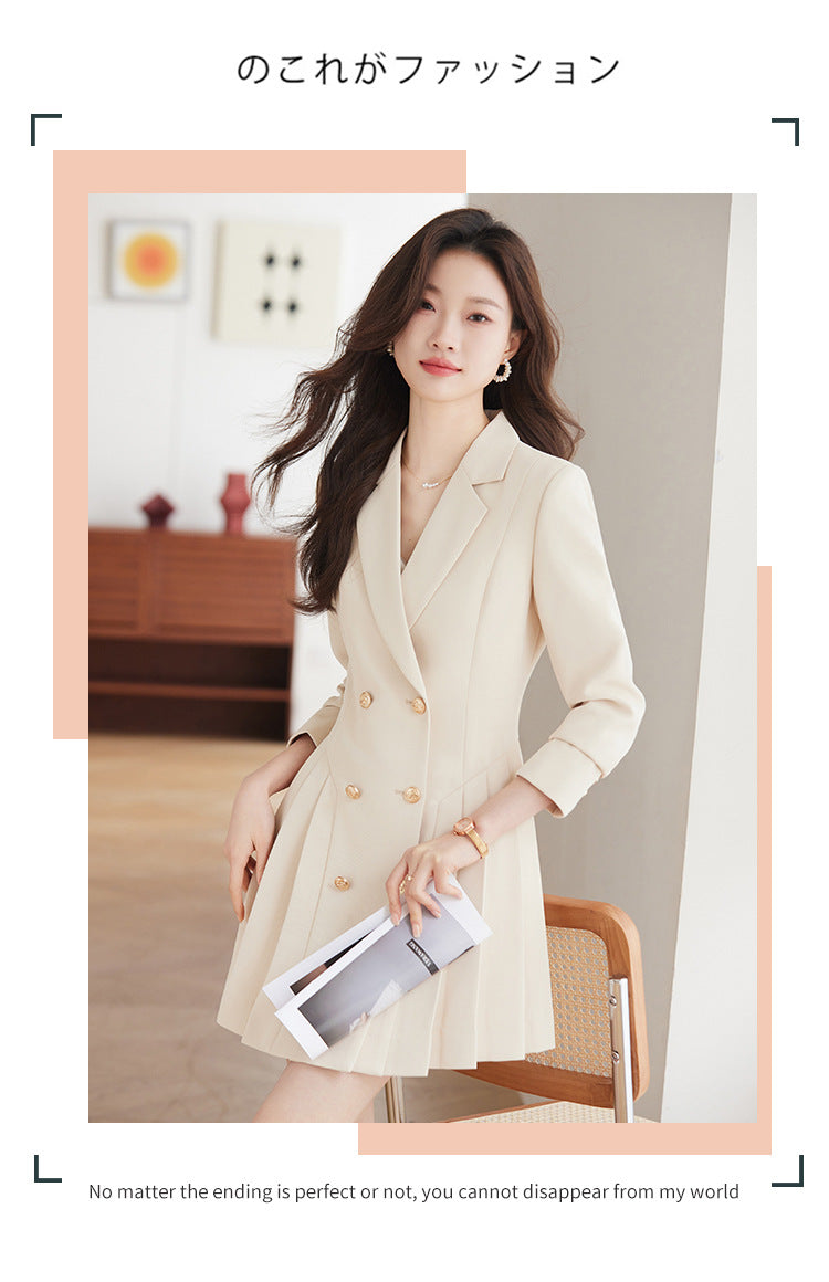 French Hepburn Style Small Black Dress High Sense High Cold Royal Sister Fried Street Small Fragrance Style Pleated Professional Suit dress Summer