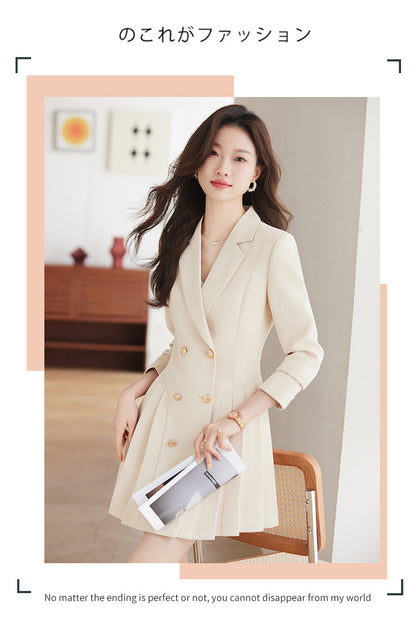 French Hepburn Style Small Black Dress High Sense High Cold Royal Sister Fried Street Small Fragrance Style Pleated Professional Suit dress Summer