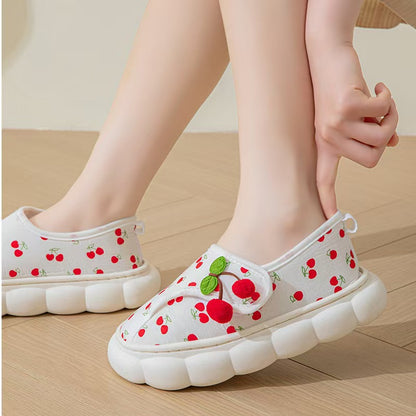25 Maternity Postpartum Shoes for Summer, Comfortable Thin Style, Closed-Back Slippers for Postpartum Women, Non-Slip Thick-Soled Soft-Soled Cotton Shoes with Tassels