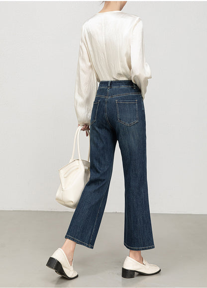 Miaoyu Nine-Point Flared Pants for Women, High-Waisted, Slimming, Nine-Point Jeans, Spring 2026, Four-Way Stretch Bell-Bottom Pants