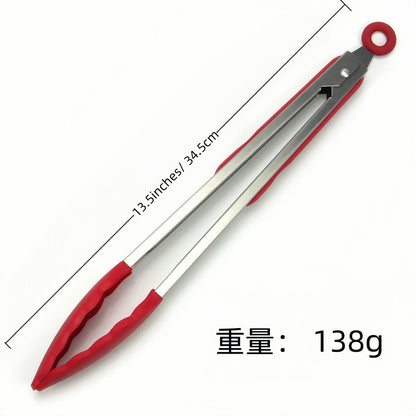 Cross-Border High-Temperature Resistant Steak Grilling Tongs 430 Stainless Steel Anti-Scalding Thickened Barbecue Tongs Kitchen Tools Food Tongs