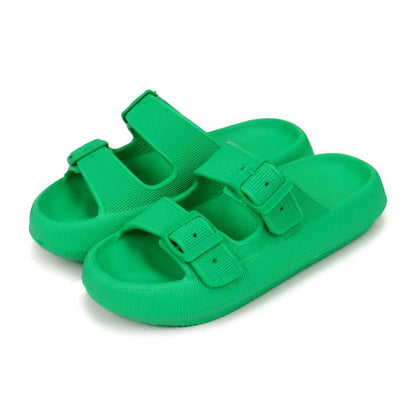 2026 New Thick-Soled Slippers, Wear-Resistant Double Buckle Eva Sandals, Couple's Summer Women's Outdoor and Indoor Slippers with a Soft Cushioning Feel