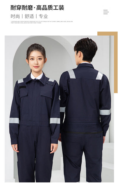 Marine Crew Reflective Strip Pure Cotton Overalls Long-sleeved Men's Summer Wear-resistant Electric Welding Shipyard Workshop Labor Insurance Clothing