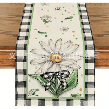 Linen Table Runner Pastoral Flower Lemon Summer Home Dining Table Outdoor Decoration Printed Tablecloth Table Runner