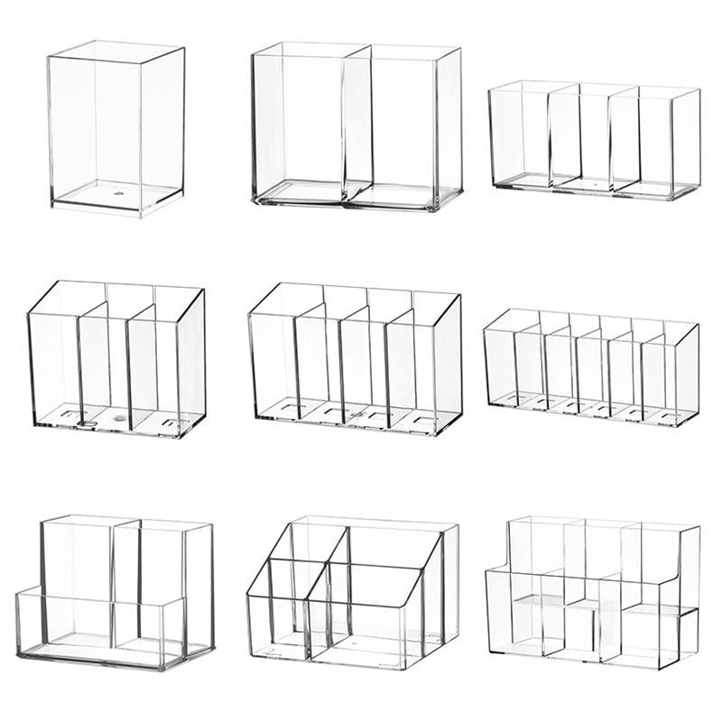Pen Holder Desktop Stationery Storage Box Transparent Acrylic Multifunctional Student Pen Holder Office Note Pad Organizer Box