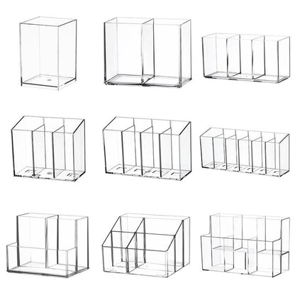 Pen Holder Desktop Stationery Storage Box Transparent Acrylic Multifunctional Student Pen Holder Office Note Pad Organizer Box