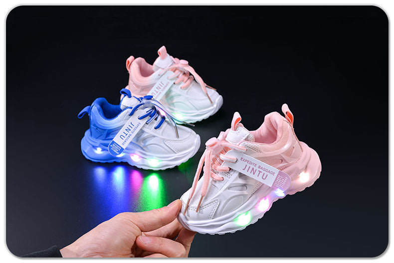 Children's Sports Light-up Gradient Shoes 2025 New Female Torre Shoes Small and Medium-sized Kids Boys and Students LED Luminous Running Shoes