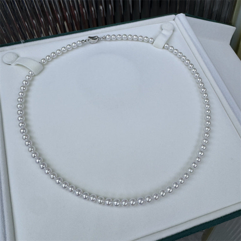 Aurora freshwater pearl necklace 5-6mm necklace round almost flawless wholesale female S925 sterling silver