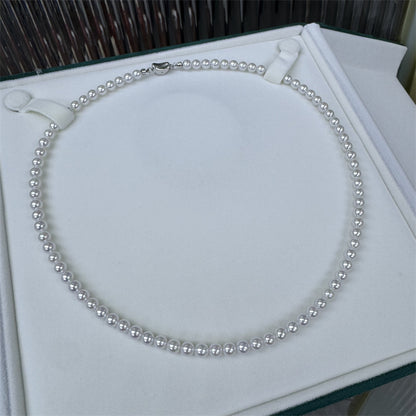 Aurora freshwater pearl necklace 5-6mm necklace round almost flawless wholesale female S925 sterling silver