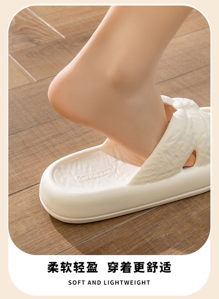 New Home Slippers for Women with Bows, Indoor Quick-Drying, Non-Slip, Bathing and Stepping on Shit, Solid Color Casual Sandals and Slippers Wholesale