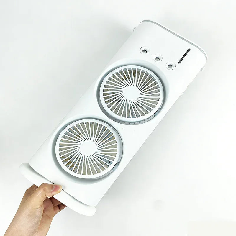 Spray portable water mist fan, summer mini evaporative air cooler, household water-cooling fan with LED lights