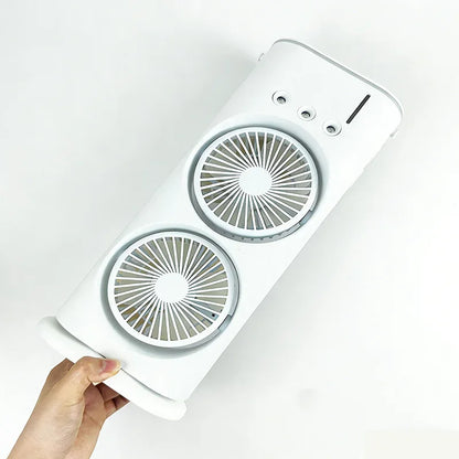 Spray portable water mist fan, summer mini evaporative air cooler, household water-cooling fan with LED lights