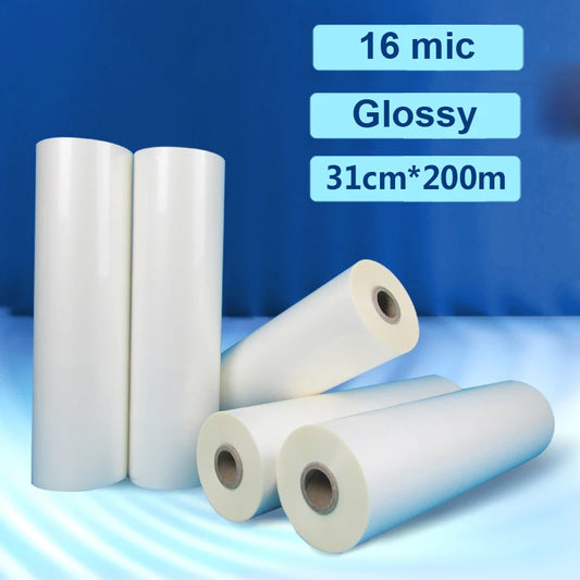 Glossy Matte Satin Clear 16Mic 18Mic 310mmx200M 1" Core Hot Laminating Films Bopp for Hot Roll Laminator