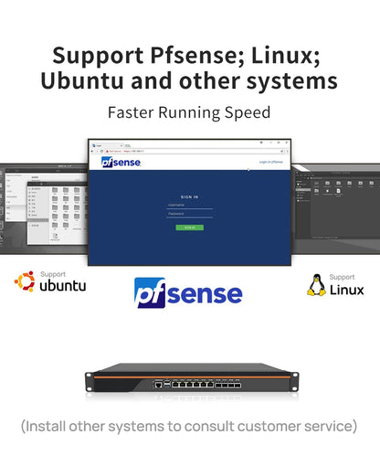 Partaker Firewall Hardware VPN Firewall Appliance 6 X LAN 4 X 10G SFP Intel Quad Core C3758 C3958 1U Firewall Server OPNsense