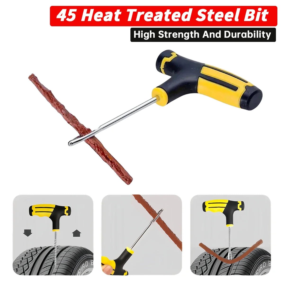 Automotive Emergency Rescue Kit Tyre Repair Kit Puncture Repair Kit, Anti-Puncture Kit Motorcycle, Puncture Repair Tool with Bag