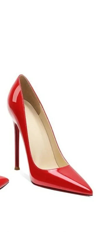 High Heels Women's Stiletto Patent Leather Internet Celebrity Pointed Large Size Small Size Professional Shoes