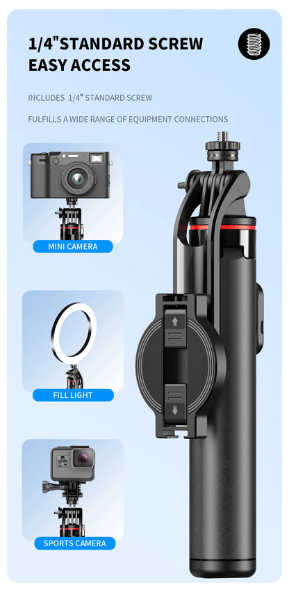 C20 Magnetic Selfie Stick Tripod for iPhone 12-16 Pro Max Travel Stand with Magsafe Phone Clamp for Android Smartphone
