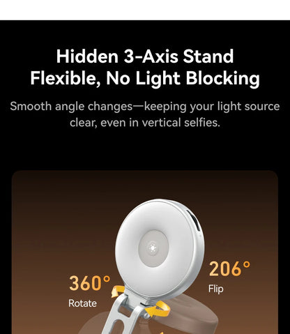 TELESIN Magnetic 360° Rotation RGB Fill Light Mini Selfie Light 3 Mode Adjustable Color Brightness for Smartphone Iphone Android