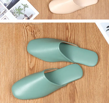 Sheepskin Genuine Leather Slippers Women Non-Slip Waterproof Slides Unsex Indoor Outdoor Home Shoes