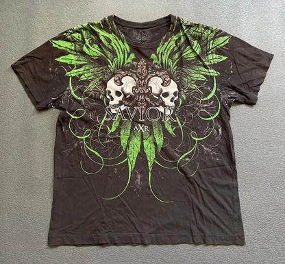 Y2K Xtreme T Shirt Man's Clothing Skeleton Printing Tops Harajuku Fashion Trend Baggy Men And Women Short Sleeves