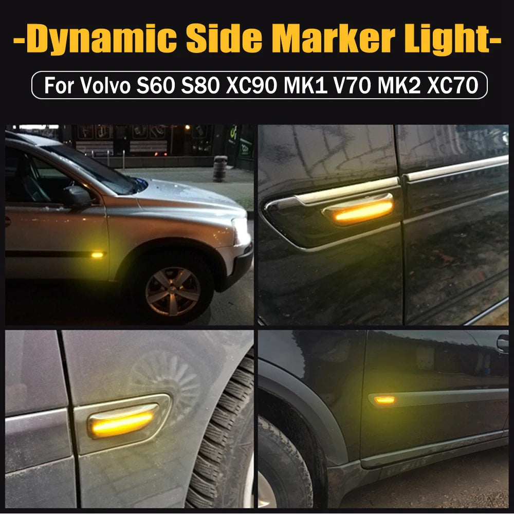 For Volvo XC90 S80 XC70 V70 S60 2001- 2009 LED Dynamic Turn Signal Light Side Mirror Sequential Lamp Blinker Indicator