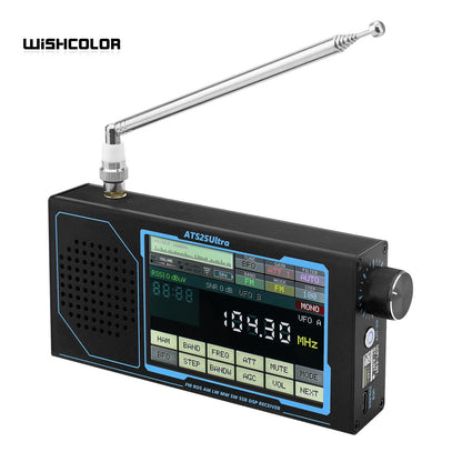 Wishcolor ATS25 ULTRA FM SW SSB MW LW AIR SDR Receiver Aviation Band Receiver Supports Bluetooth WiFi with 4-inch Touch Screen