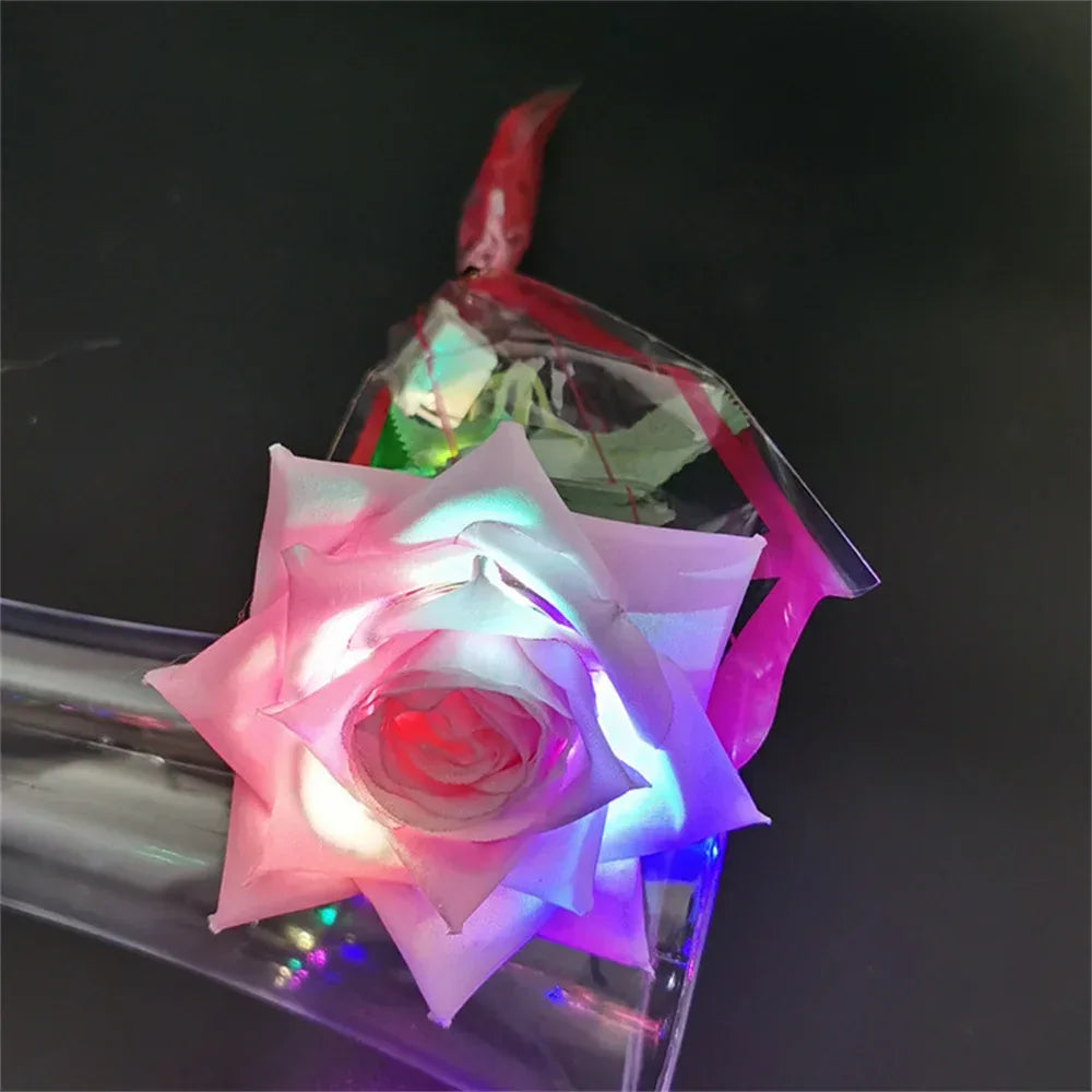 Glowing Rose Artifical Fake Flowers Valentine'S Day Mother'S Day Gift Anniversary Wedding Lover Lighting Roses Party Supplies