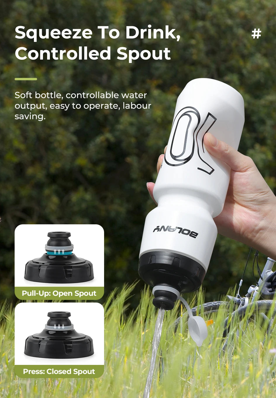 BOLANY 750ML Sports Bottle 10th Rubber Transparent Plastic with lid Bottle Portable Squeeze Drinking Outdoor Cycling Kettle