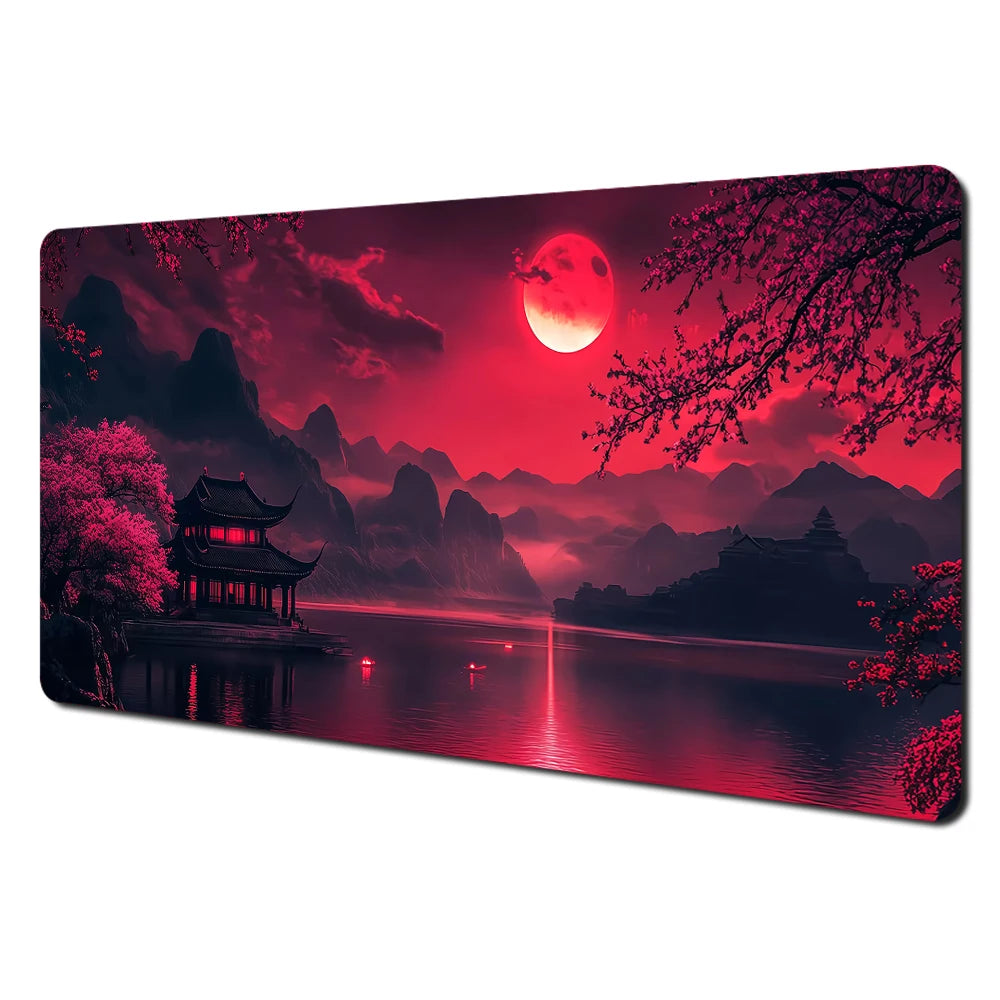 Red and Black Art Landscapes Large Mouse Pad Anti-Slip Durable Desk Mat Offices Accessories Keyboard Mouse Mat Tapis De Bureau