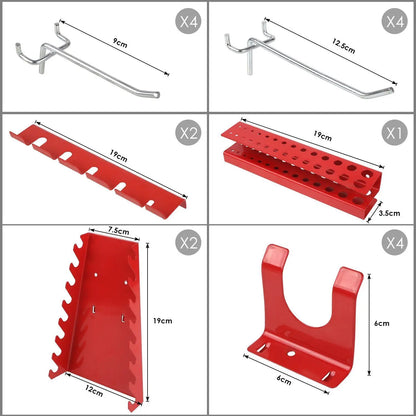 117x55cm Metal Pegboard Wall Organizer with Hooks 17PCS Kit, Garage Storage Bins, and Panel Tool Organizer Pegboard Wall Control