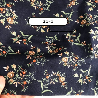 145cm Wide Printed Cotton and Linen Fabric Small Floral Patterns Retro Shirt Dress DIY Clothing Sewing Fabric 90% Cotton Content