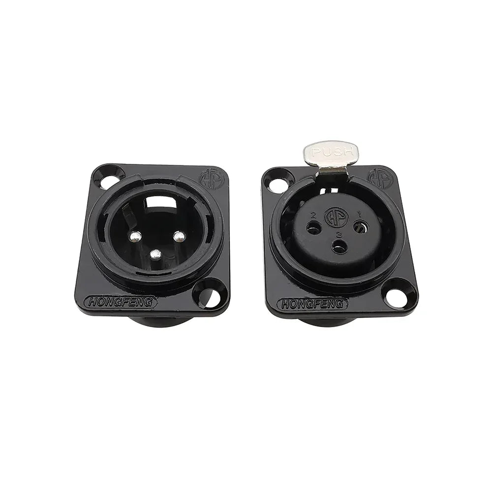 1/2/10Pcs XLR 3 Pin Male Female Panel Mount Chassis Socket Audio Microphone Plug Jack Connector Black