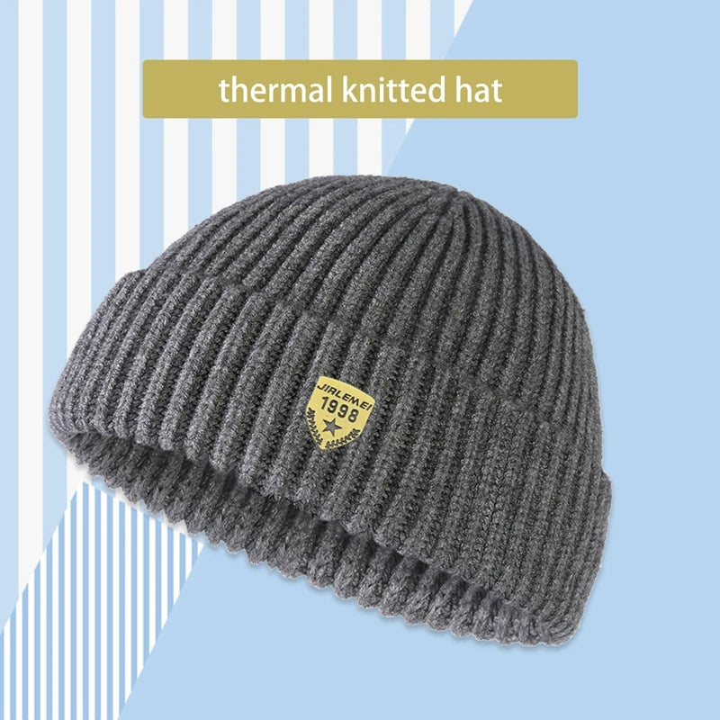 Bonnet unisexe style streetwear hip-hop, bonnet melon sans bord, bonnet à revers, chapeau pour femme et homme, automne-hiver, bonnet chaud en maille, bonnet