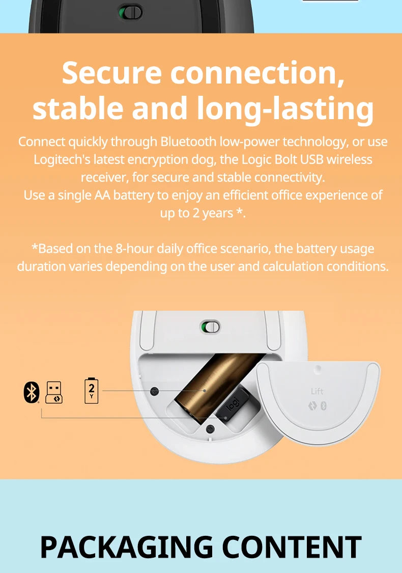 Logitech Lift Vertical Mouse  Ergonomic Wireless With Silent Click Bluetooth/Usb Dual Mode For Pc Laptop Tablet Wrist Pain