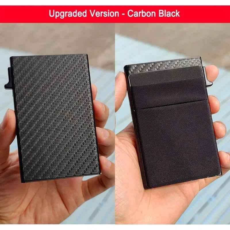 Slim RFID Blocking Metal Wallet for Men - Minimalist Smart Magic Card Case Holder with Protection for Bank ID and Credit Cards