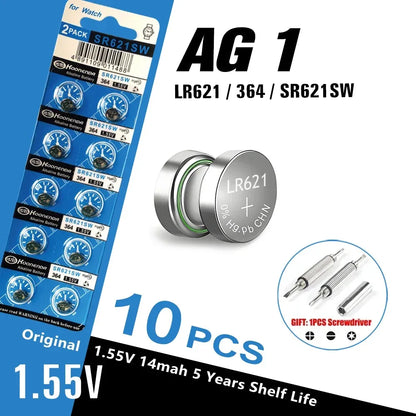 5-10PCS AG1 LR621 364 V364 164 531 SR621 SR621SW SR60 CX60 1.55V Alkaline Battery For Watch Car Key Remote Toy Button Coin Cell