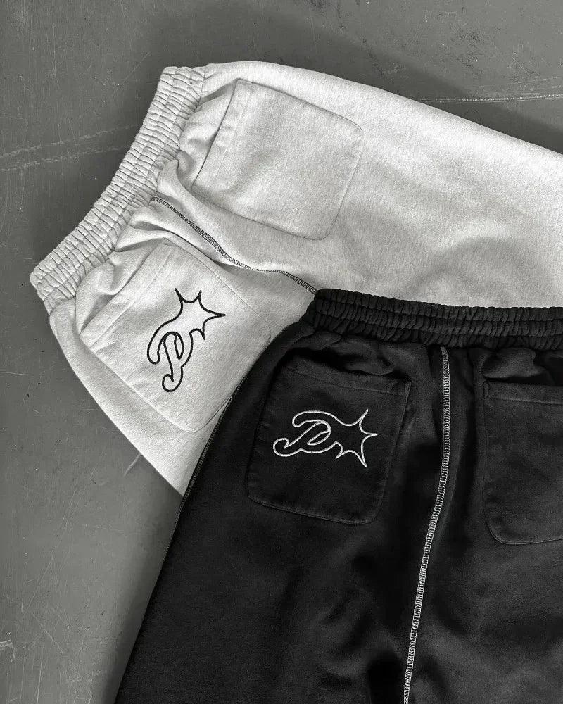 Man Y2k Pants Joggers Men Streetwear Embroidered Pink Long Sweatpants Cargo Clothing Casual Police Trousers American Harajuku