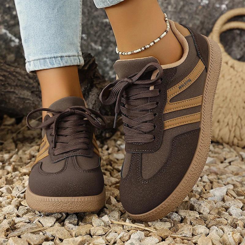 White Platform German Training Shoes Women 2026 Spring Non Slip Thick Sole Casual Sneakers Woman Lace Up Sport Shoes Flats Mujer