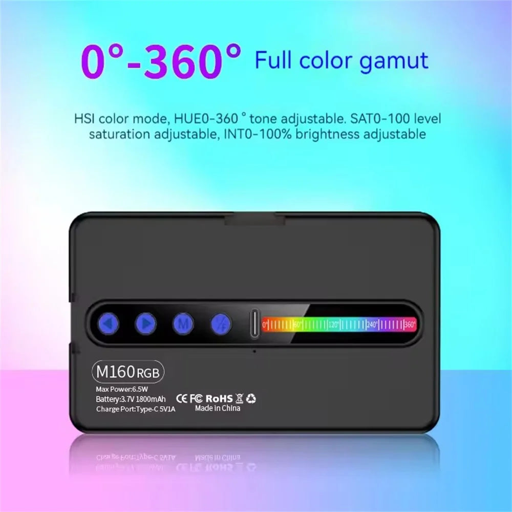 FANGTUOSI NEW RGB Video Light With Display Screen Mini Fill Camera Light Selfie Lighting Rechargeable Dimmable Hot shoe mouth